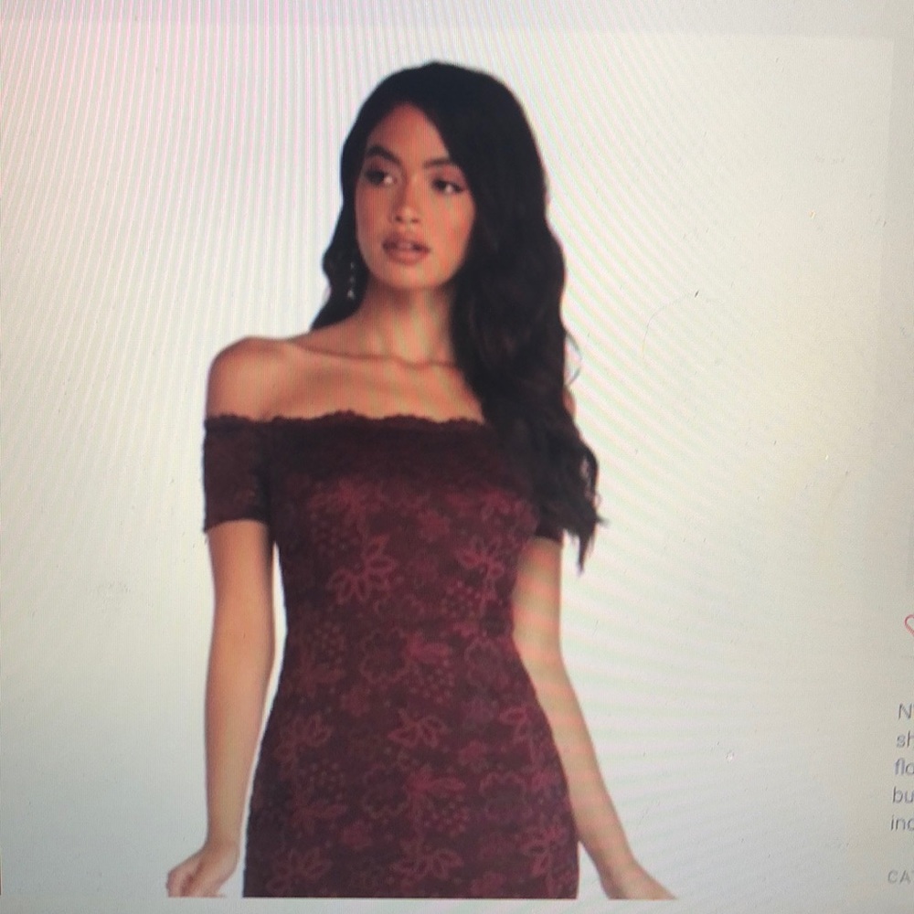 Windsor Maroon Off-the-Shoulder Lace Dress